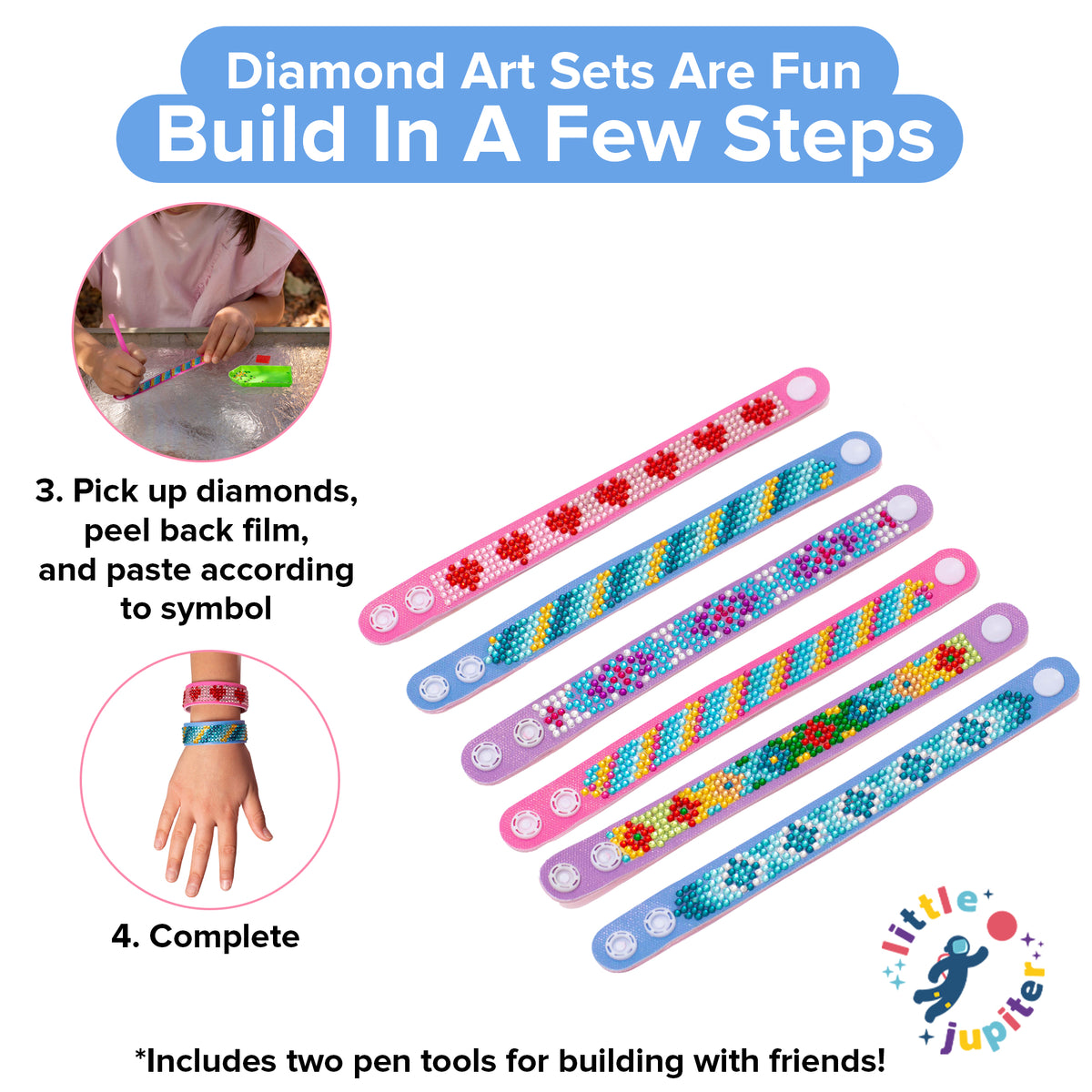  Little Jupiter Diamond Art Kits For Kids W/ 7 1/8 X 7 1/8  Frame - Kids Diamond Art - Kids Diamond Painting Kits - Kids Diamond Art  Kits - Diamond Art Kit For Kids - Gem Art Kit