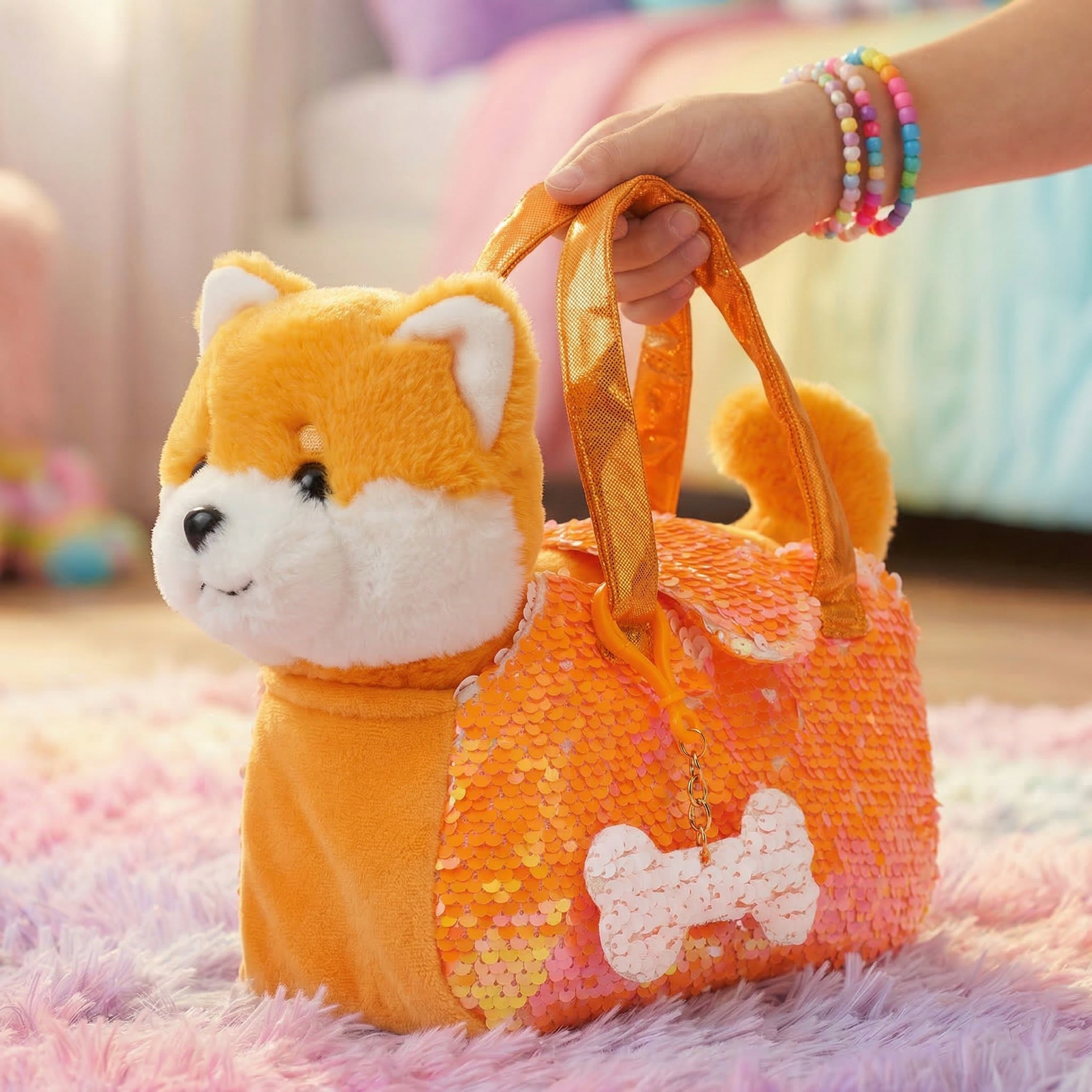 Dog Pet Plush Set with Bag - Orange Shiba Inu – Little Jupiter
