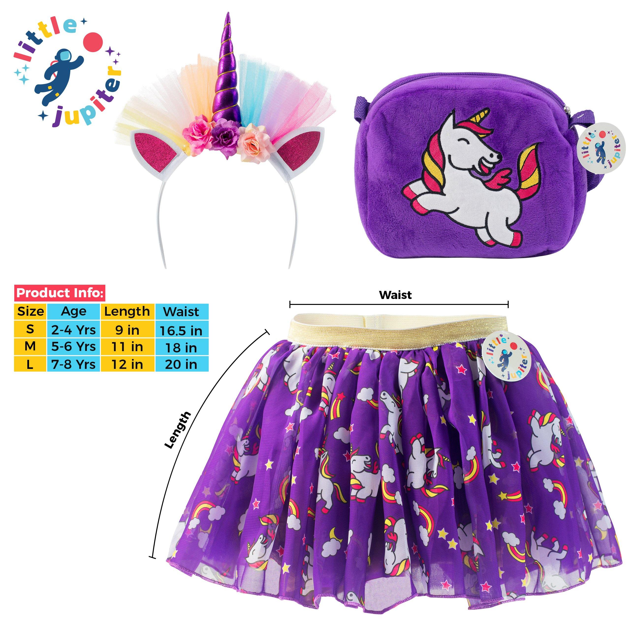Little Jupiter Printed Unicorn Dress Tutu 3PC Set Toy Purse & Hairband Girl Toys Unicorn Stuff Party Dresses & Unicorn Toys for Girls Purple Little Jupiter Printed Unicorn Dress Tutu 3PC Set Toy Purse & Hairband Girl Toys Unicorn Stuff Party Dresses & Unicorn Toys for Girls Purple