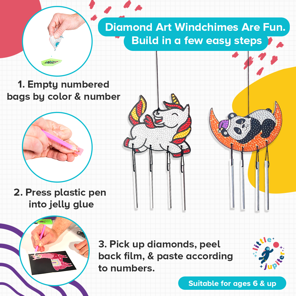 Diamond Painting DIY Wind Chimes for Kids (4 Windchimes) – Little