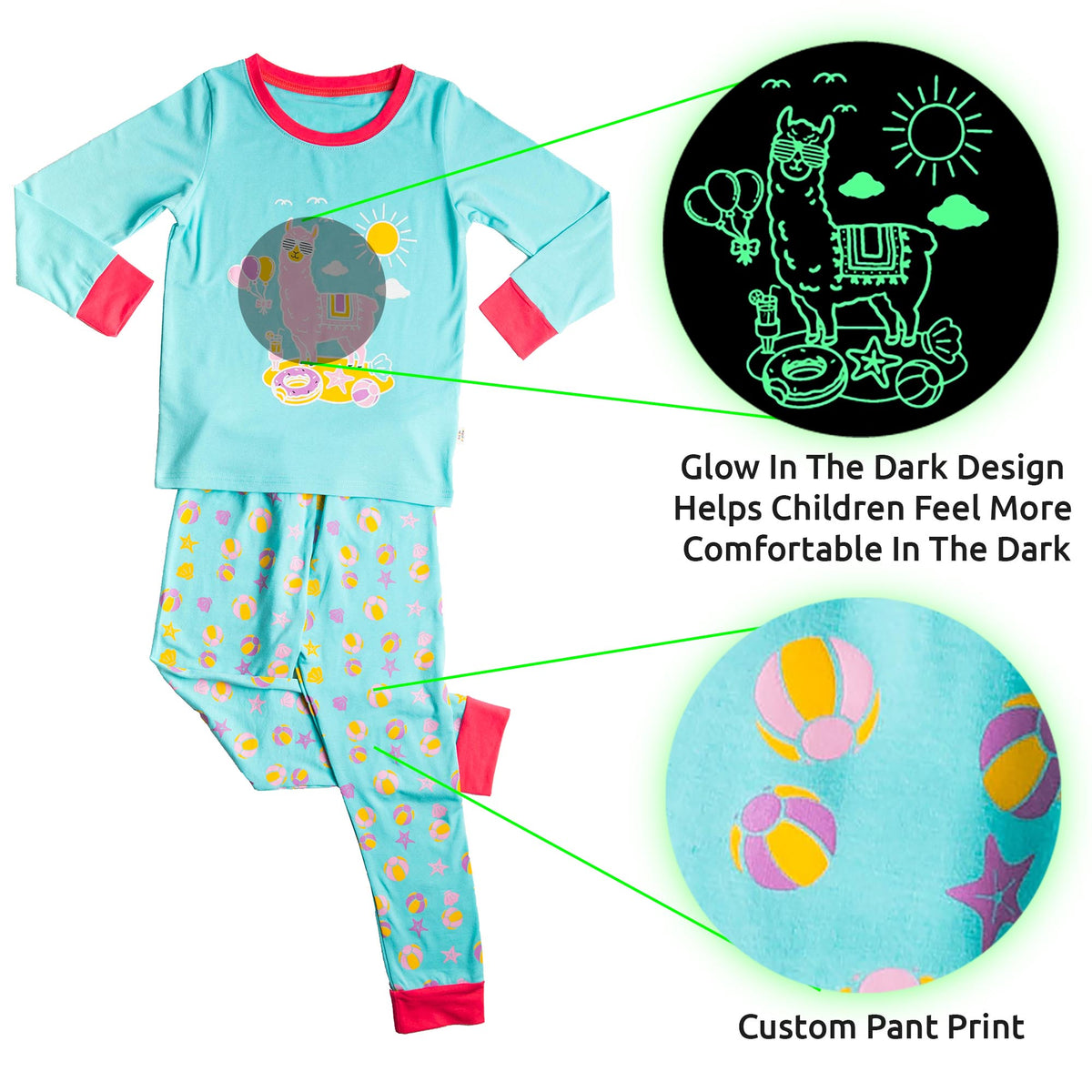Little Jupiter Glow in The Dark Pajama Set Light Blue