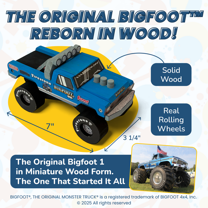 DIY Bigfoot 1 Monster Truck Wooden Kit w/Stickers & Paint (Large 7