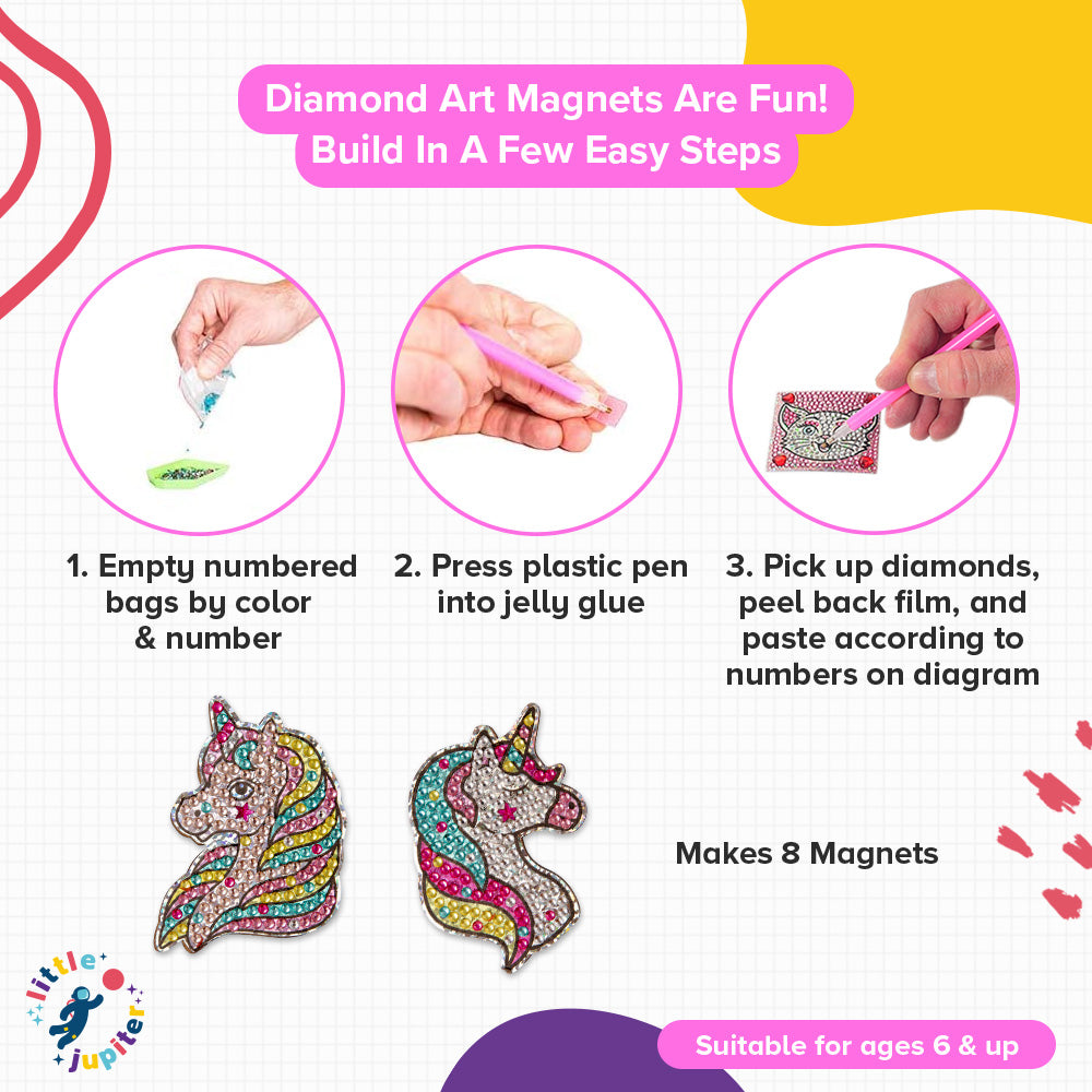 Unicorns and Rainbows Diamond Painting Magnets Set - 8Pcs – Little Jupiter