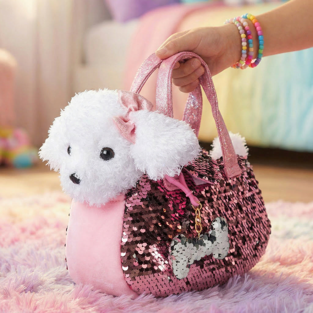 Dog Pet Plush Set with Bag - White/Pink Labradoodle – Little Jupiter
