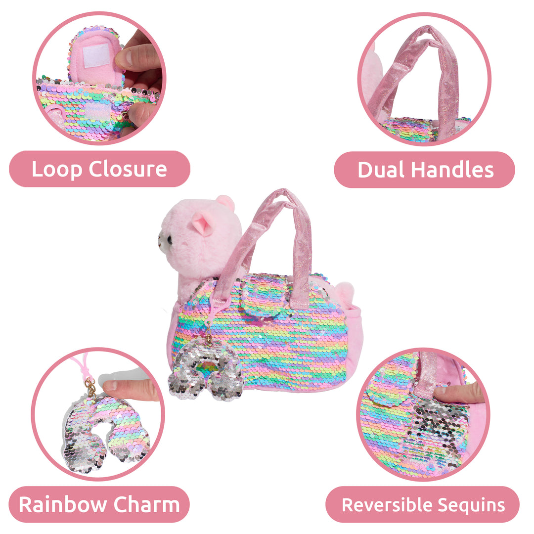【新品未開封】Jewel Rain★ジュエルレイン 60g ×３個 Dog Pet Plush Set with Bag - Pink llama with rainbow bag – Little