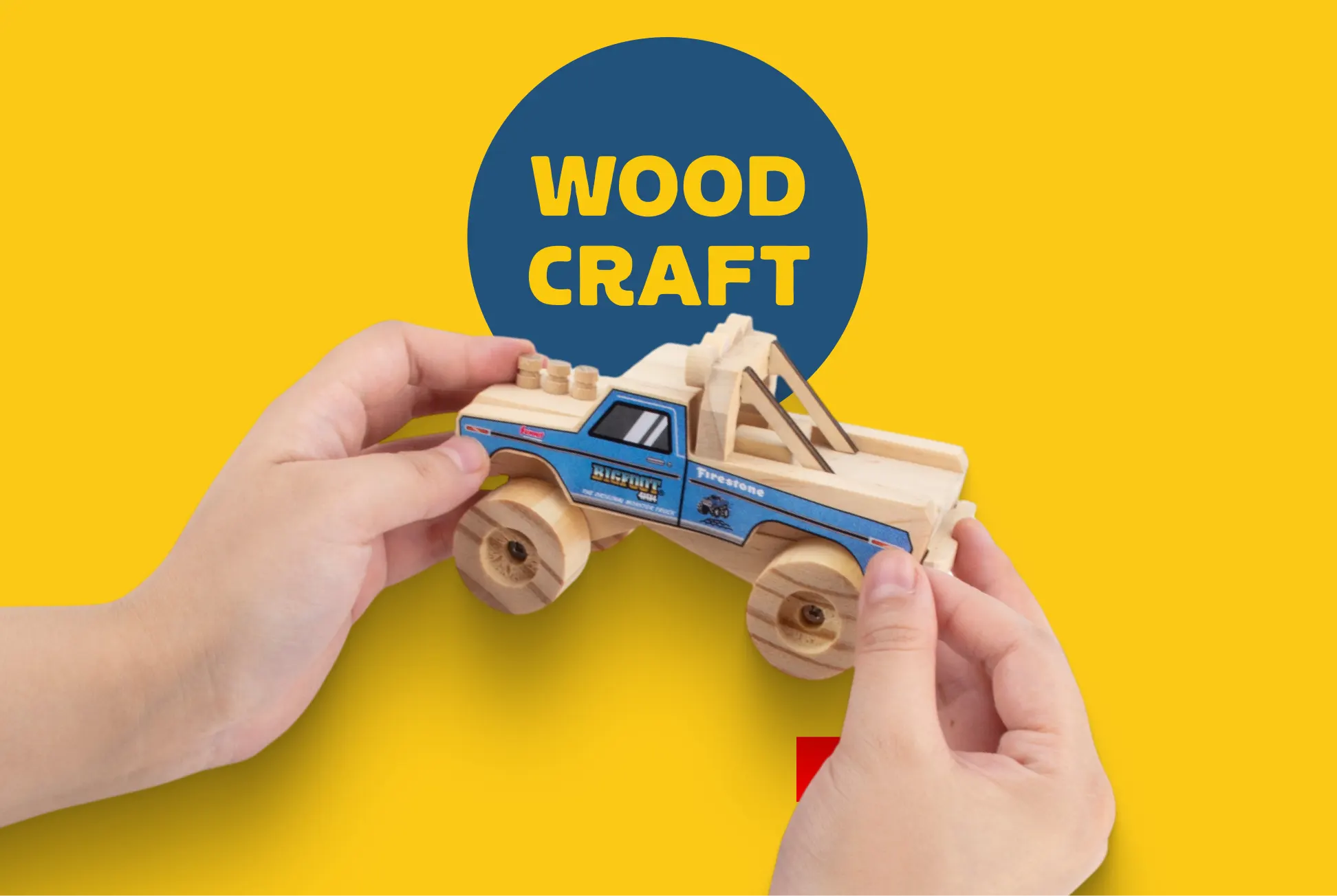 Wooden craft toy truck for kids creative play