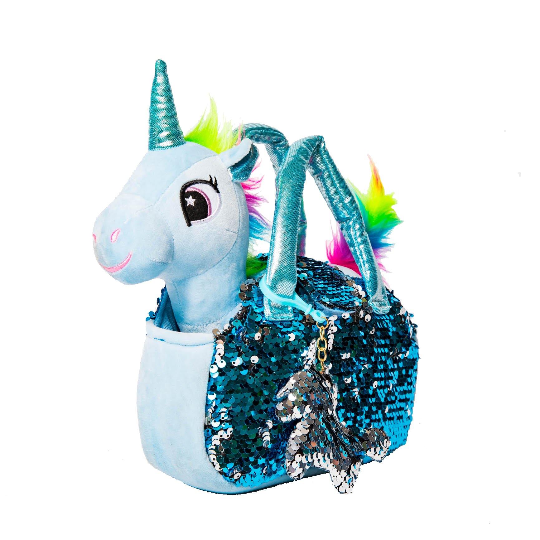 Little Jupiter Pet Plush Set with Bag - Blue Unicorn - Little Jupiter