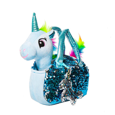 Little Jupiter Pet Plush Set with Bag - Blue Unicorn - Little Jupiter
