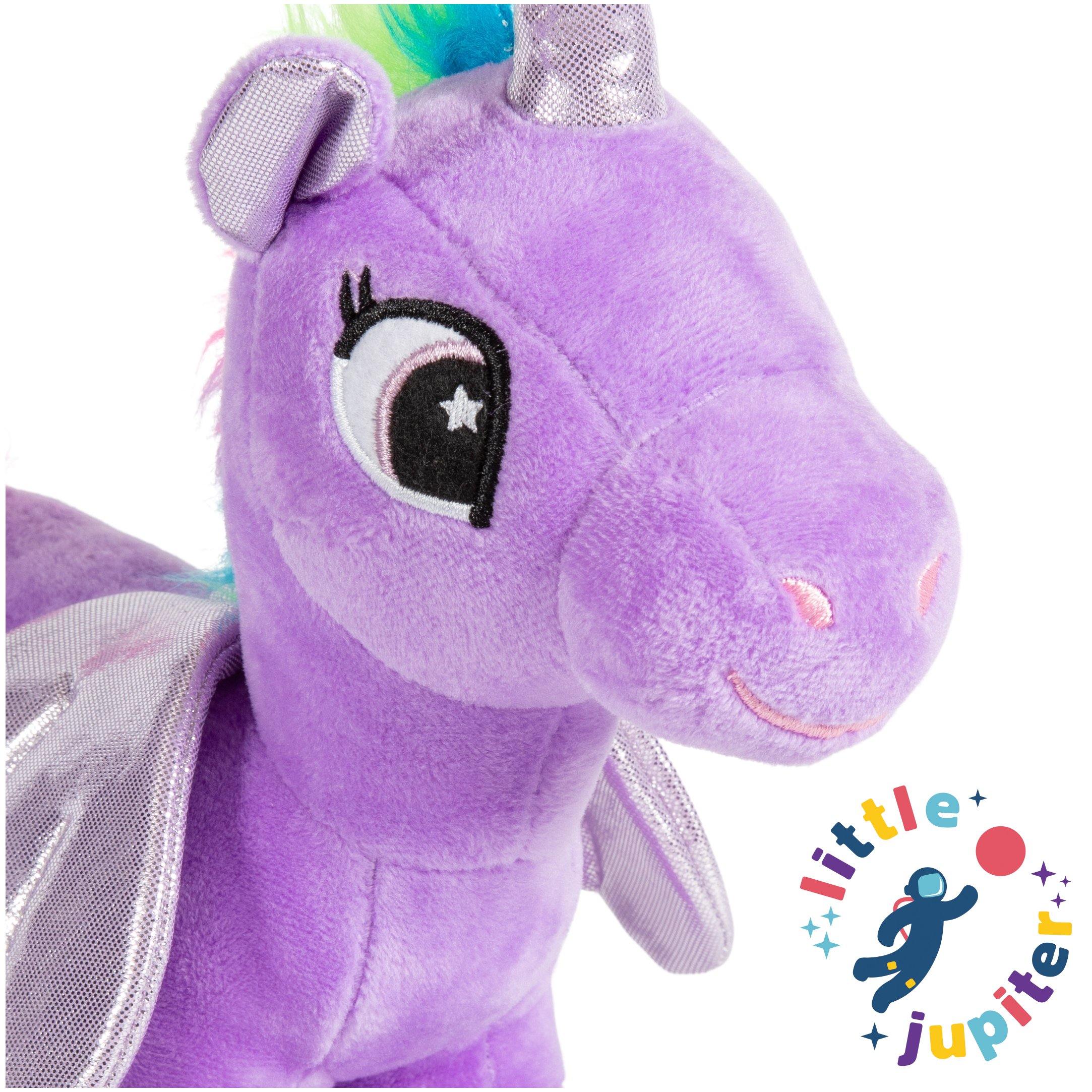 Little Jupiter Pet Plush Set with Bag - Purple/Rainbow Unicorn - Little Jupiter
