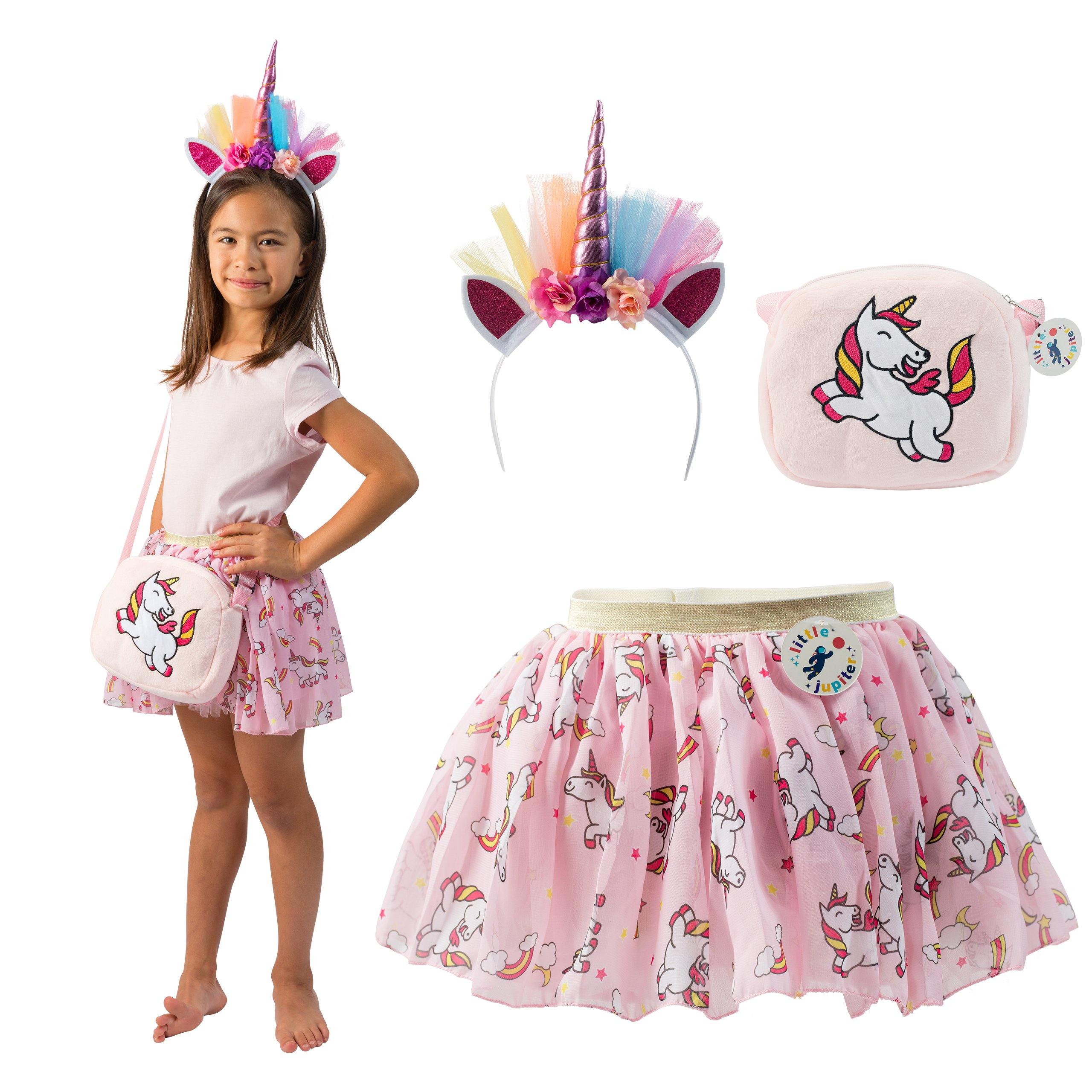 Little Jupiter 3pc Printed Unicorn Dress Set (Dress, Bag, Hairband) - Pink - Little Jupiter