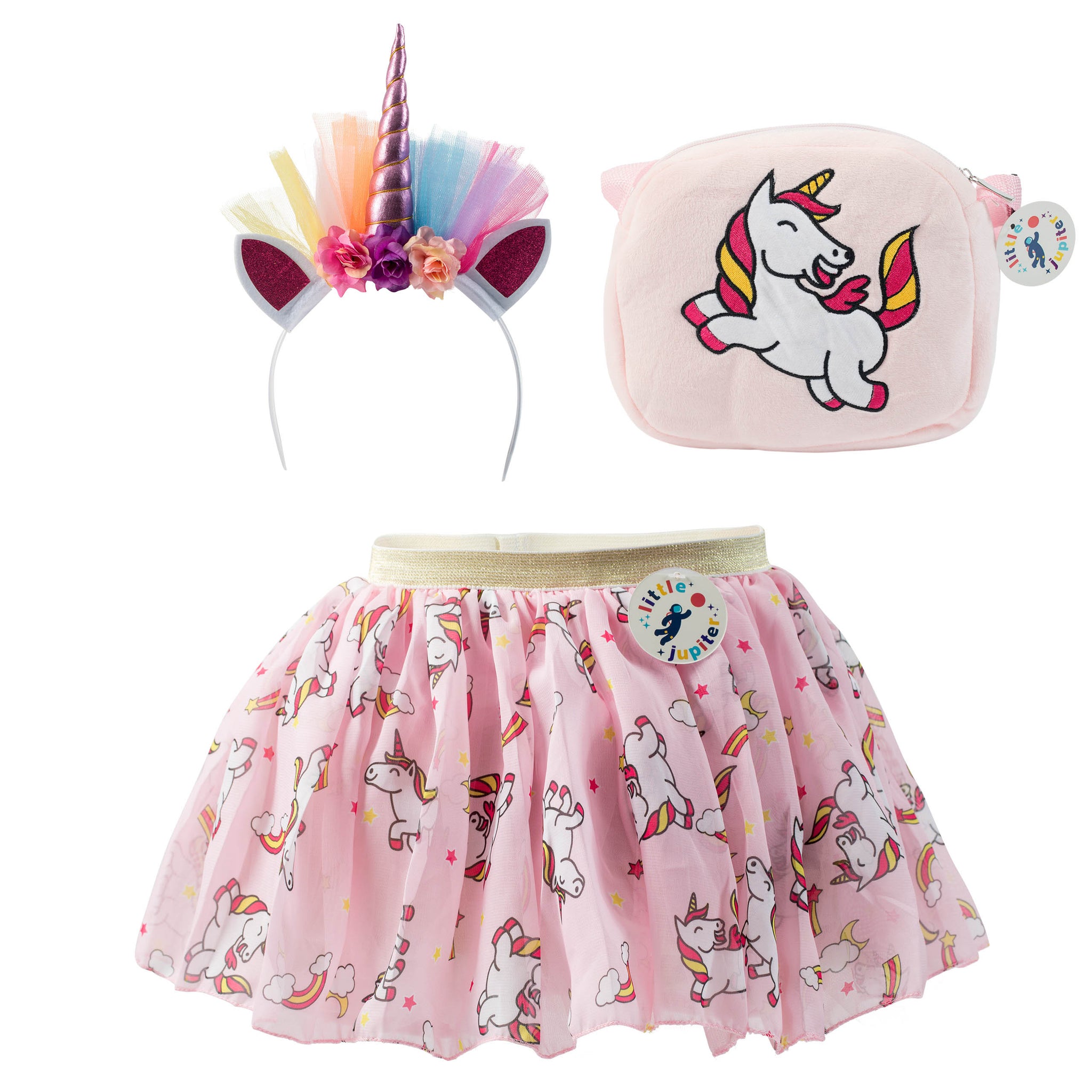 3pc Printed Unicorn Dress Set Video - Little Jupiter