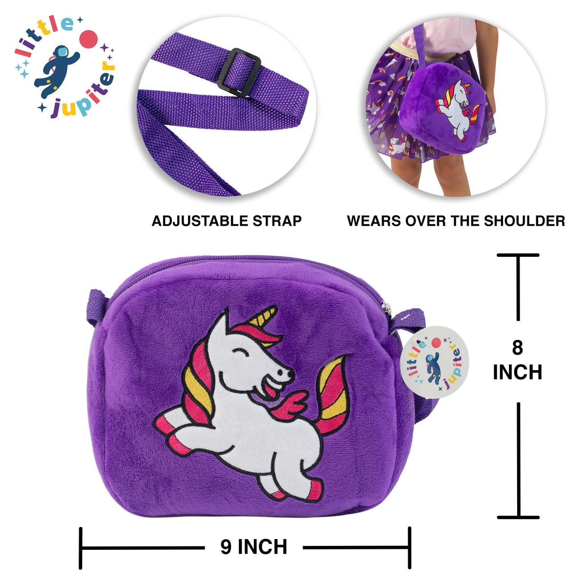 Little Jupiter 3pc Printed Unicorn Dress Set (Dress, Bag, Hairband) - Purple - Little Jupiter