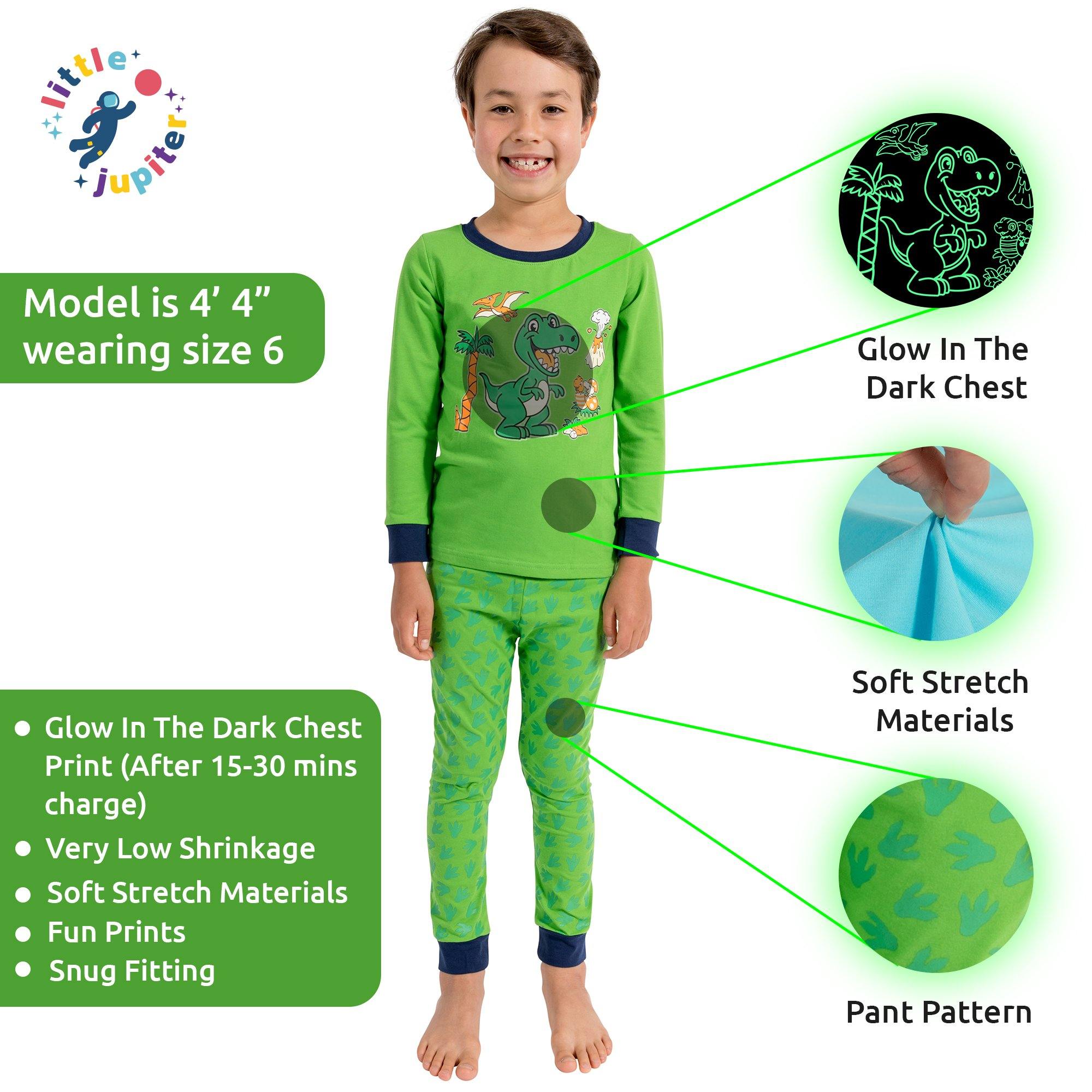 Little Jupiter Glow In The Dark Pajama Set - Green Dinosaur - Little Jupiter
