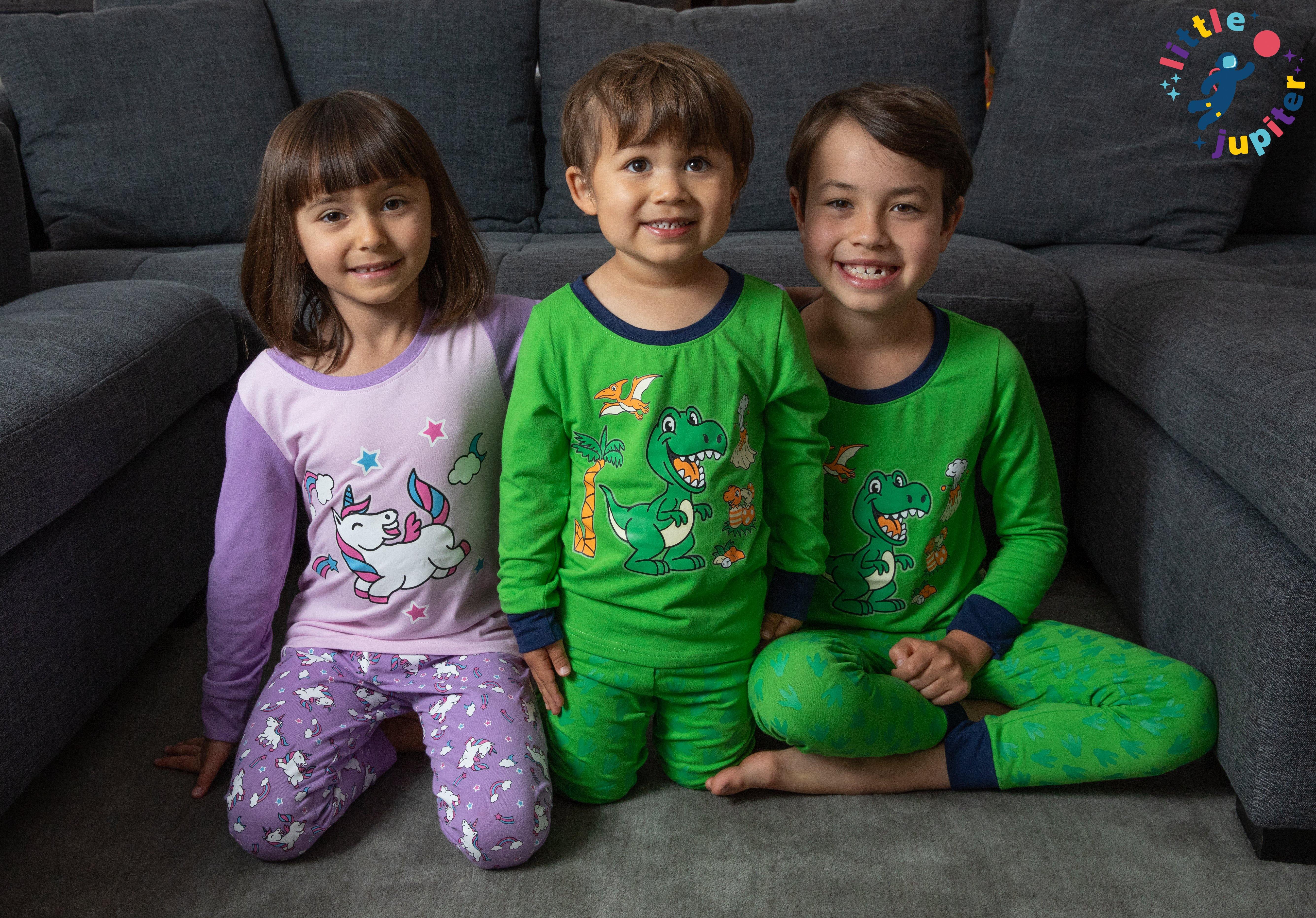 Little Jupiter Glow In The Dark Pajama Set - Green Dinosaur - Little Jupiter