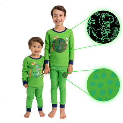 Little Jupiter Glow In The Dark Pajama Set - Green Dinosaur - Little Jupiter