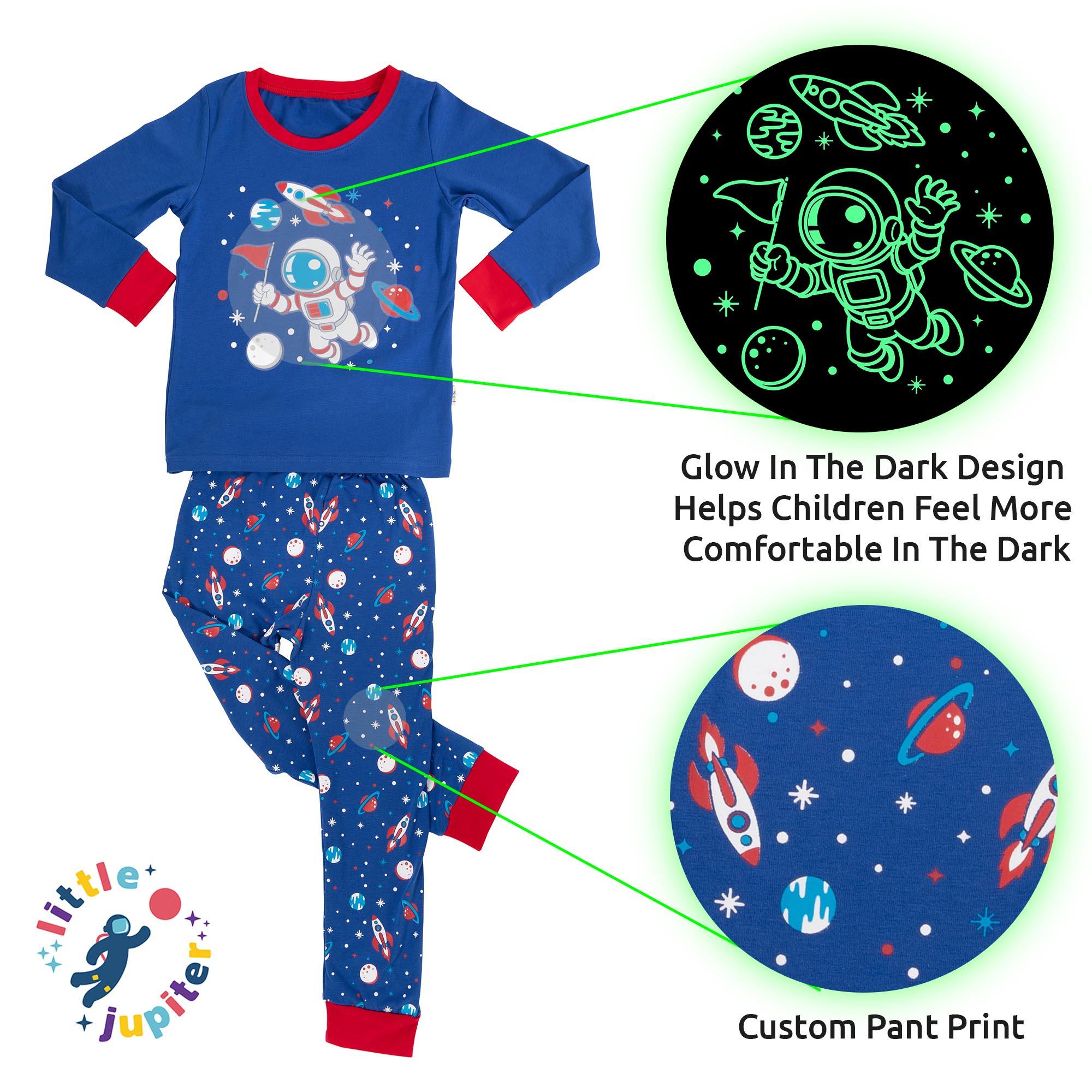 Little Jupiter Glow In The Dark Pajama Set - Blue Space Astronaut - Little Jupiter