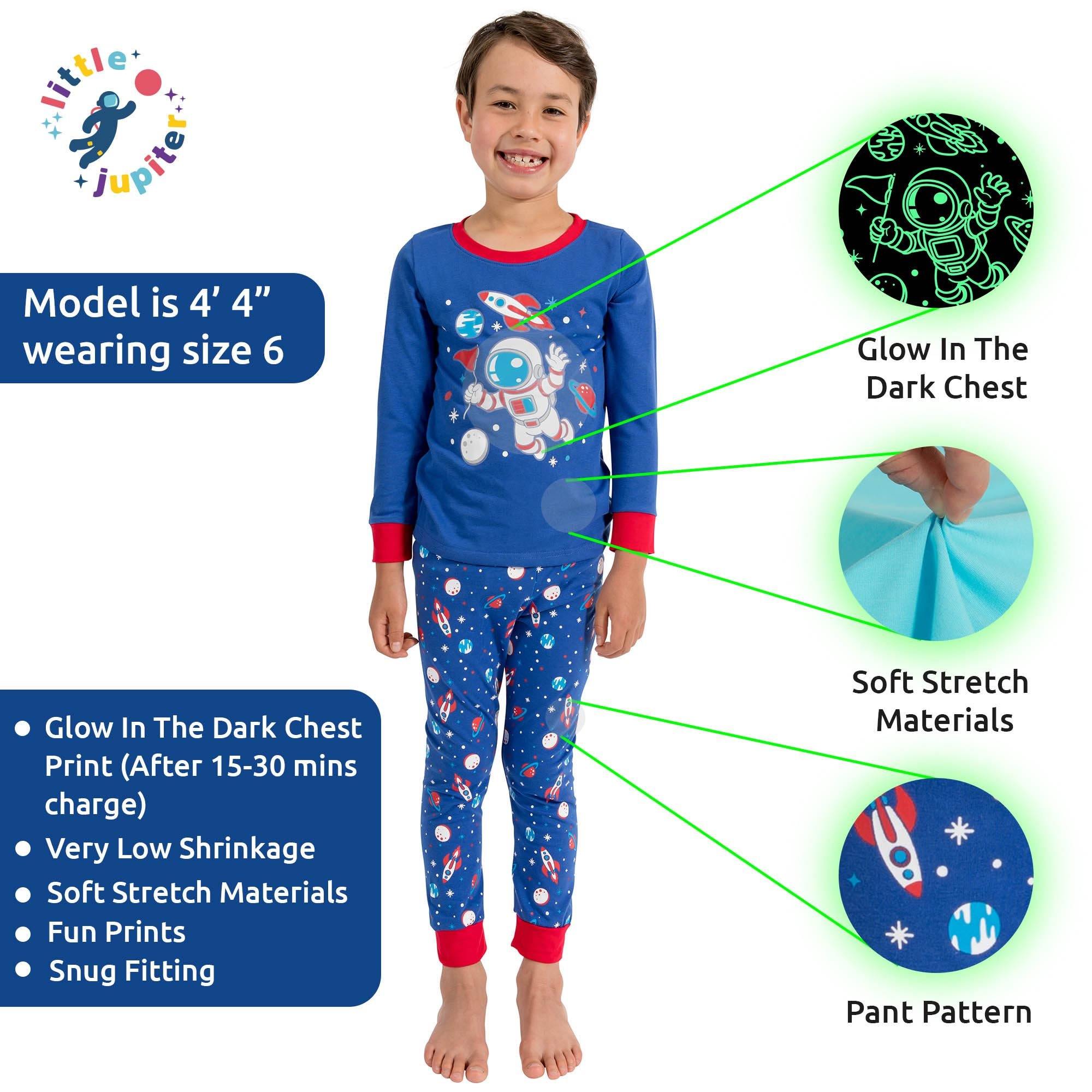 Little Jupiter Glow In The Dark Pajama Set - Blue Space Astronaut - Little Jupiter