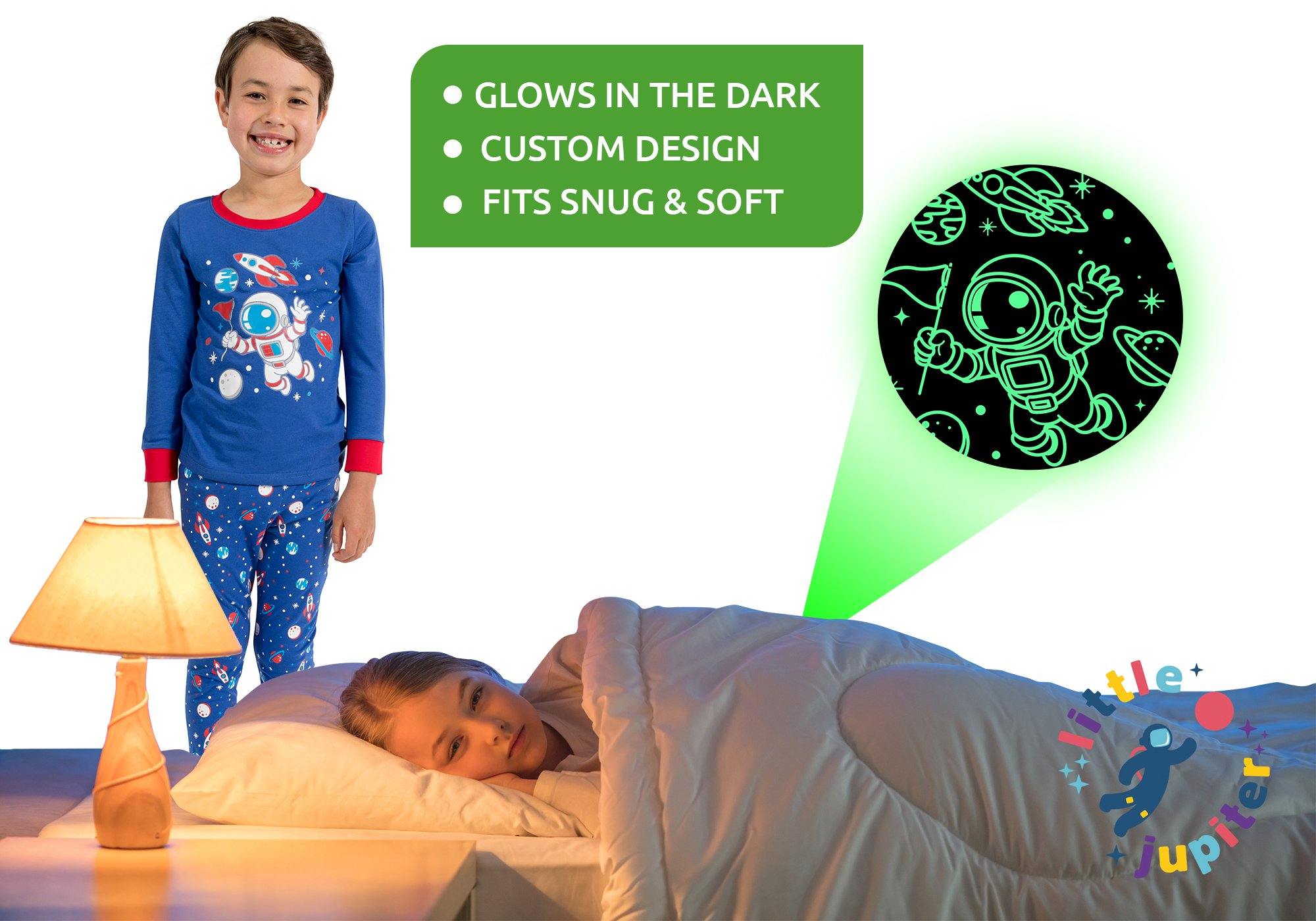 Little Jupiter Glow In The Dark Pajama Set - Blue Space Astronaut - Little Jupiter