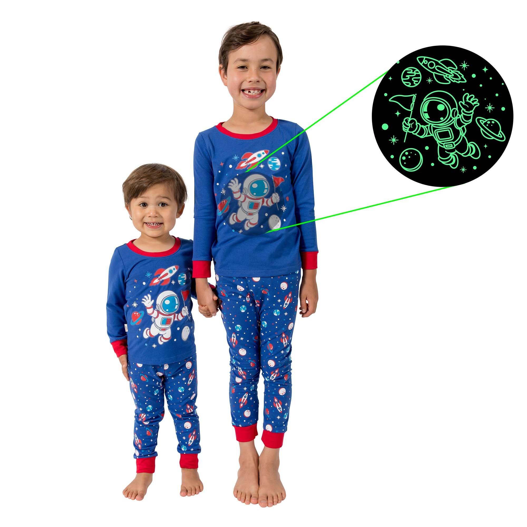 Little Jupiter Glow In The Dark Pajama Set - Blue Space Astronaut - Little Jupiter