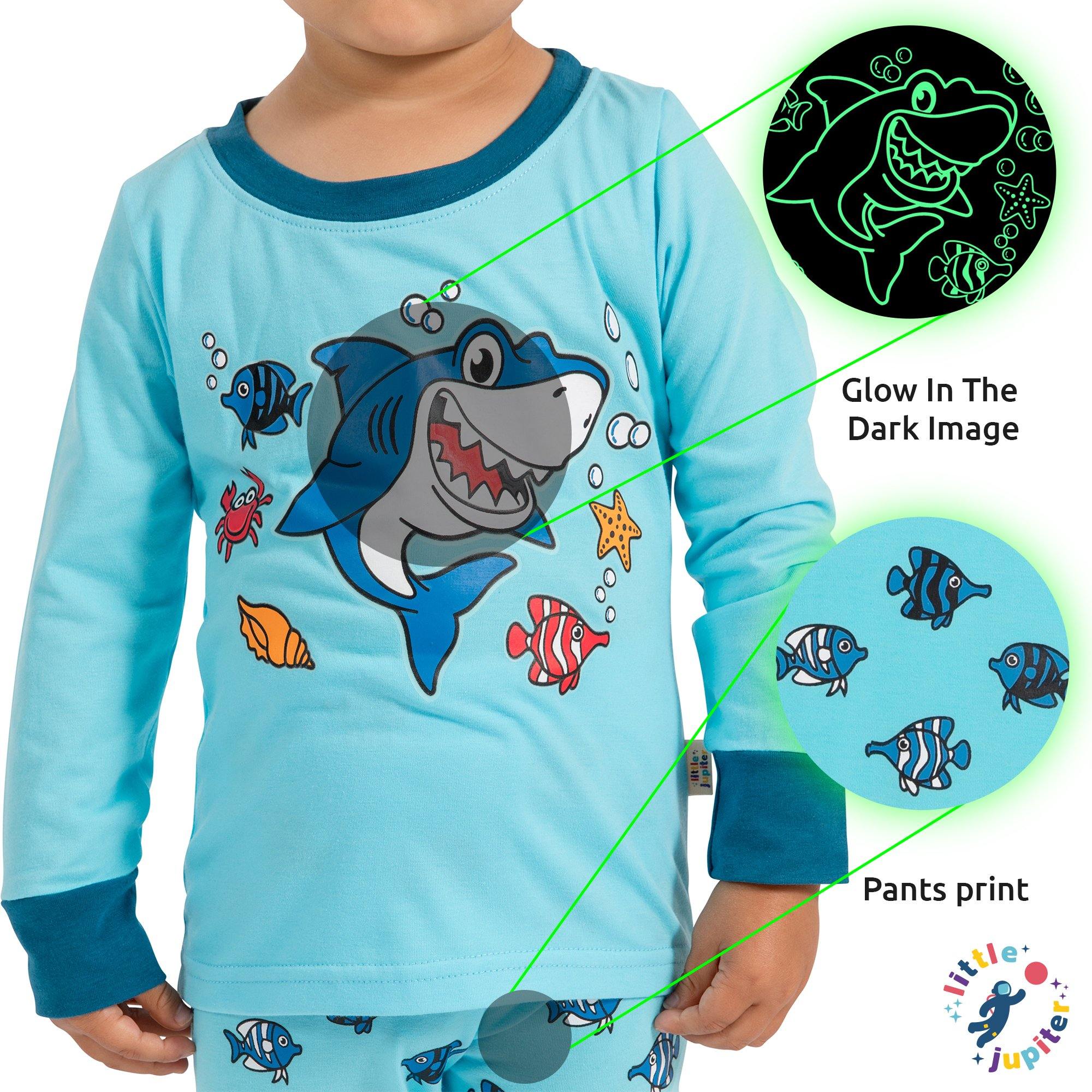 Little Jupiter Glow In The Dark Pajama Set - Light Blue Shark - Little Jupiter