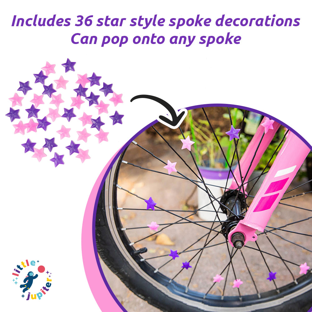 White and Pink Unicorn Bike Basket, Streamers, & Spoke Decoration Set - Little Jupiter