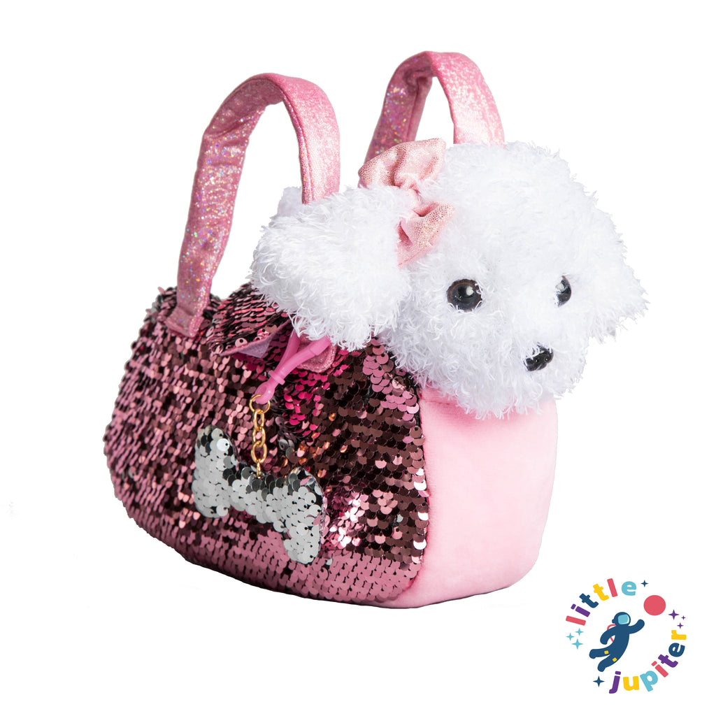 【数々のアワードを受賞】 White/Pink - Bag with Set Plush Pet Dog Labradoodle Little – バッグ