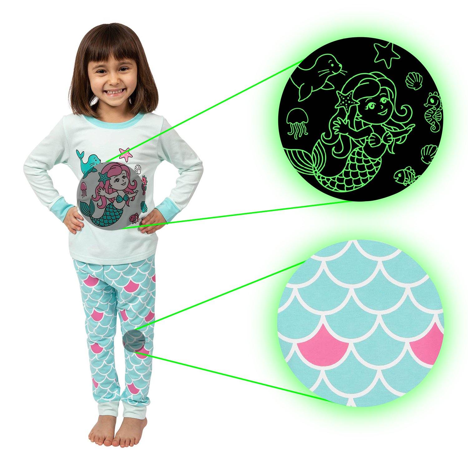 Little Jupiter Glow In The Dark Pajama Set - Aqua Mermaid - Little Jupiter