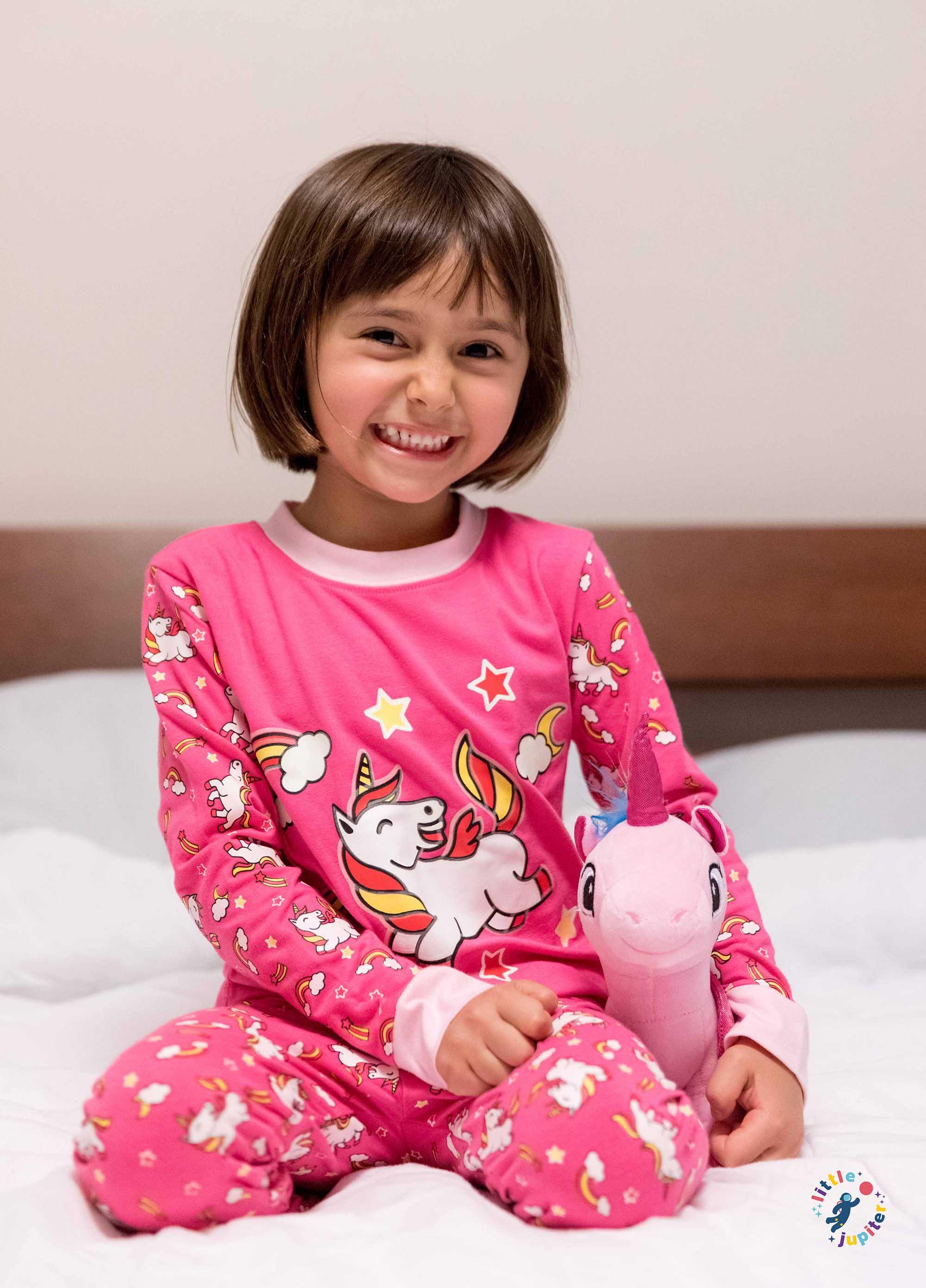 Little Jupiter Glow in The Dark Pajama Set - Pink Unicorn - Little Jupiter