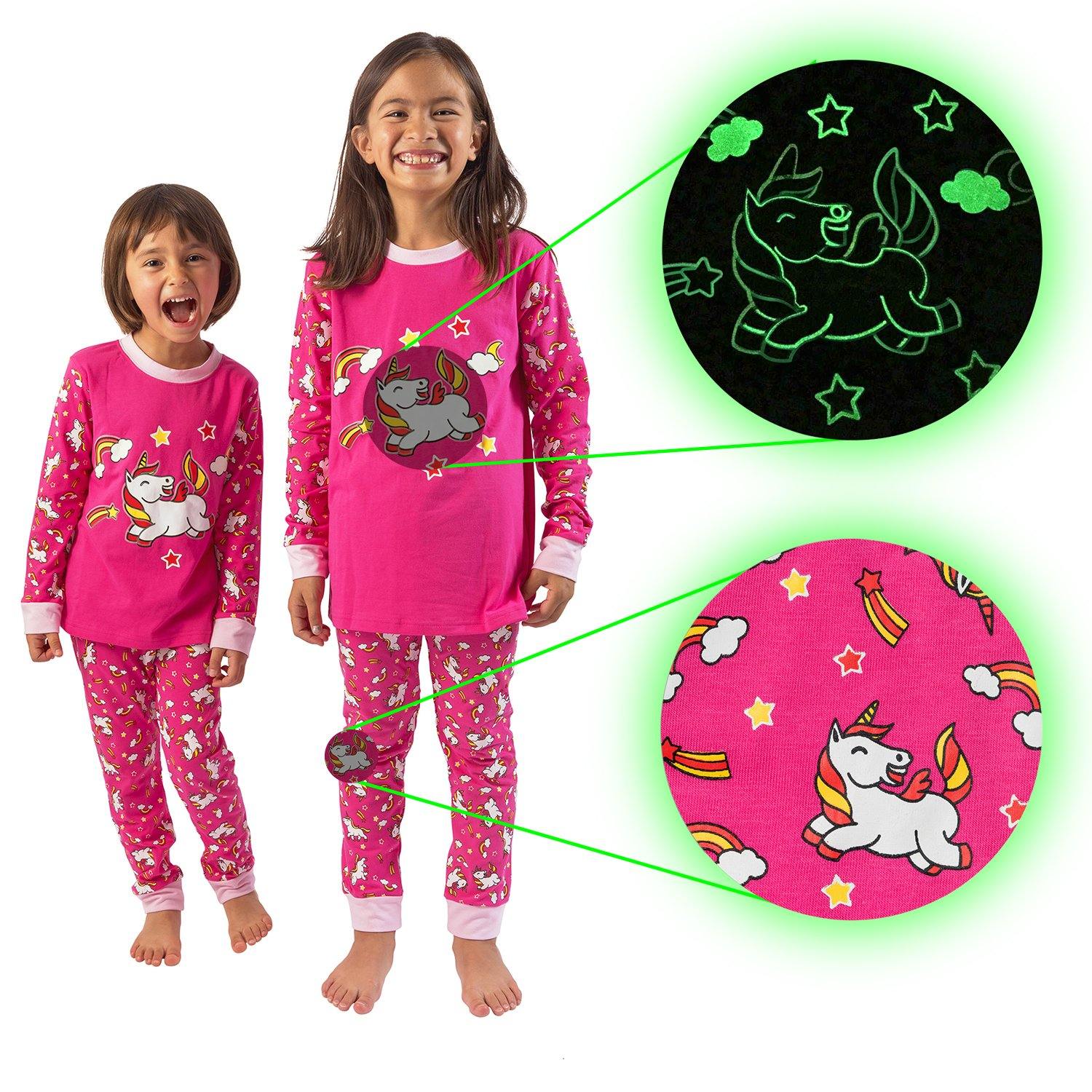 Little Jupiter Glow in The Dark Pajama Set - Pink Unicorn - Little Jupiter