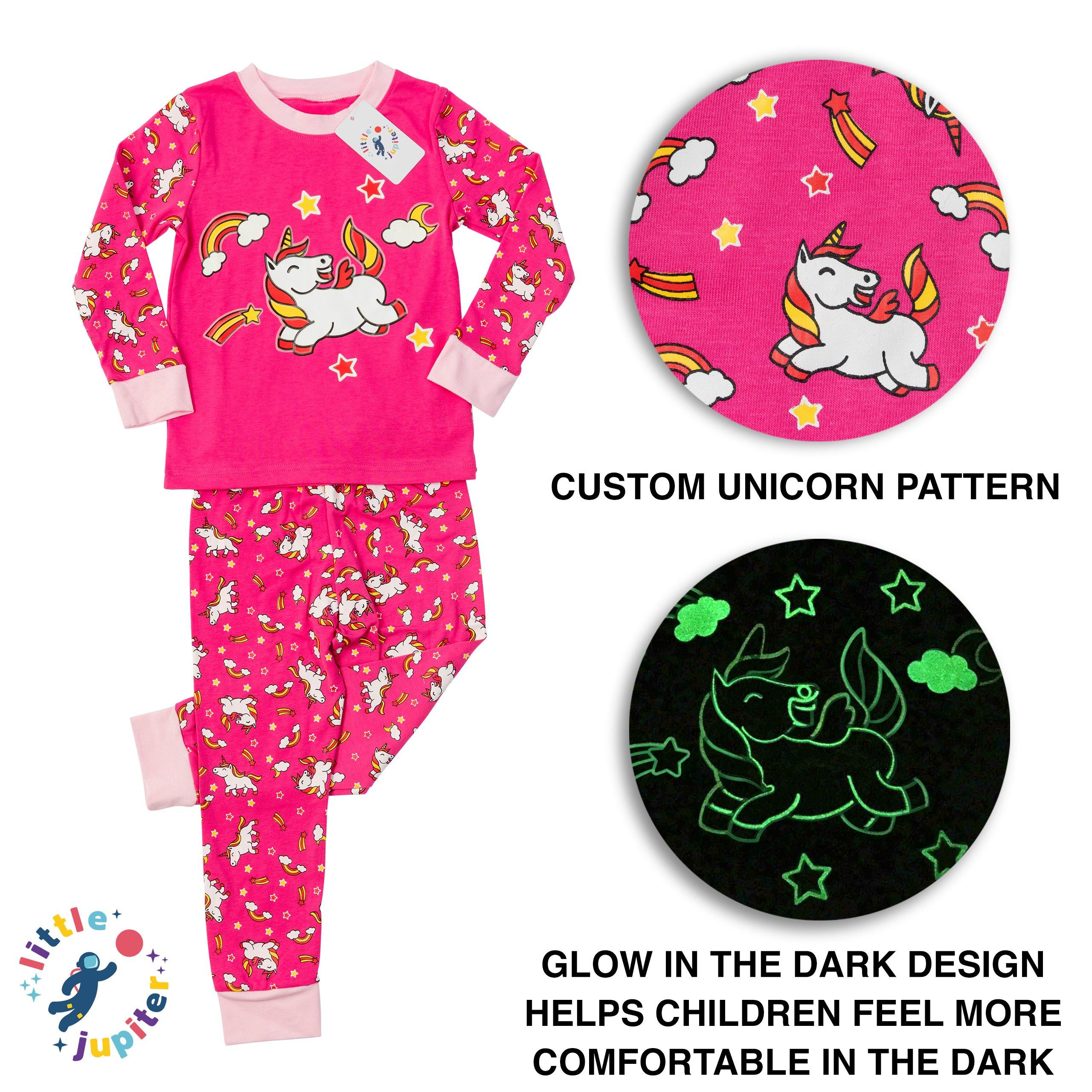 Little Jupiter Glow in The Dark Pajama Set - Pink Unicorn - Little Jupiter