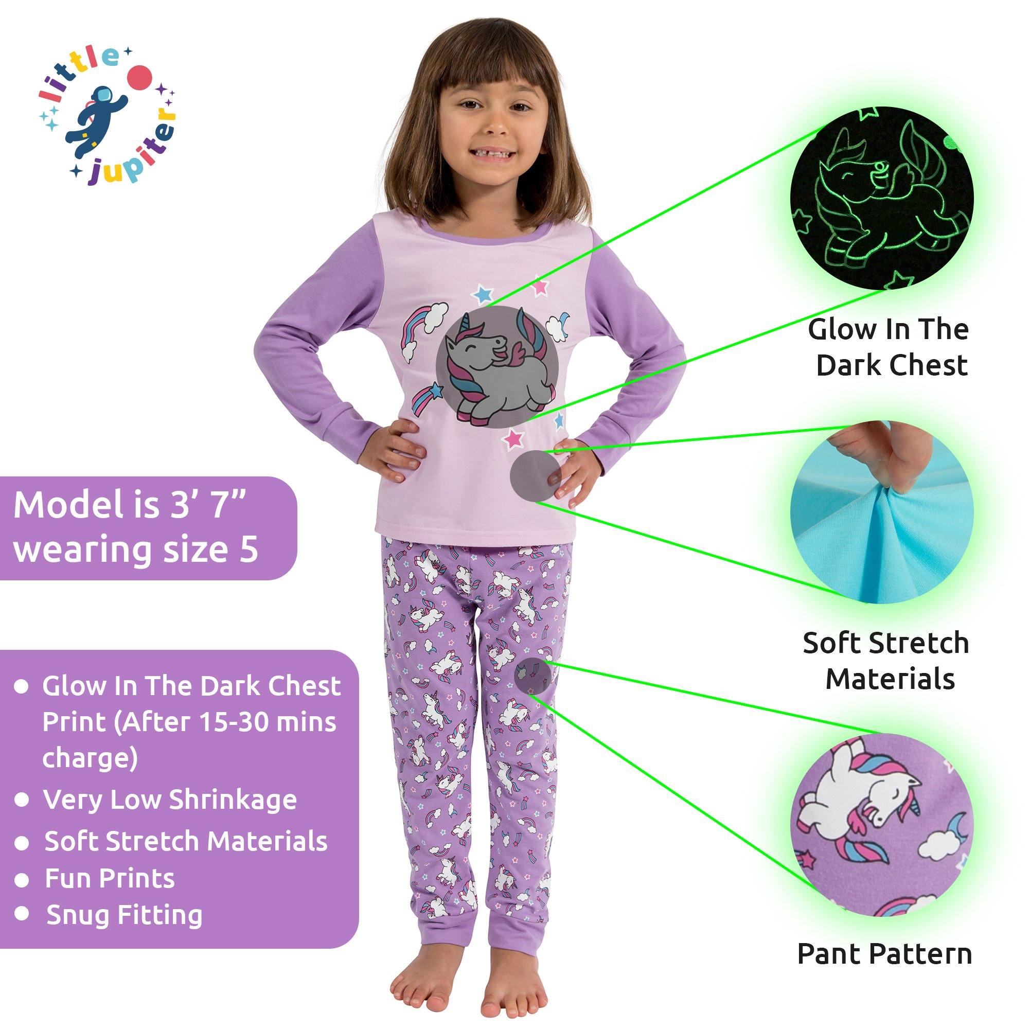 Little Jupiter Glow in The Dark Pajama Set - Purple Unicorn - Little Jupiter
