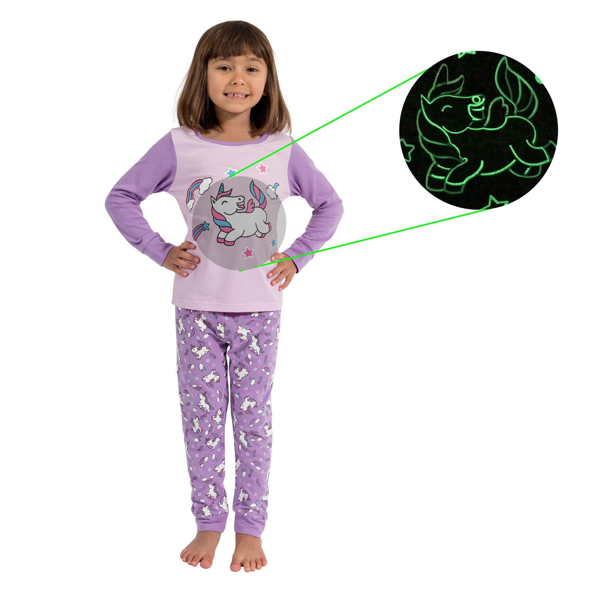 Little Jupiter Glow in The Dark Pajama Set - Purple Unicorn - Little Jupiter