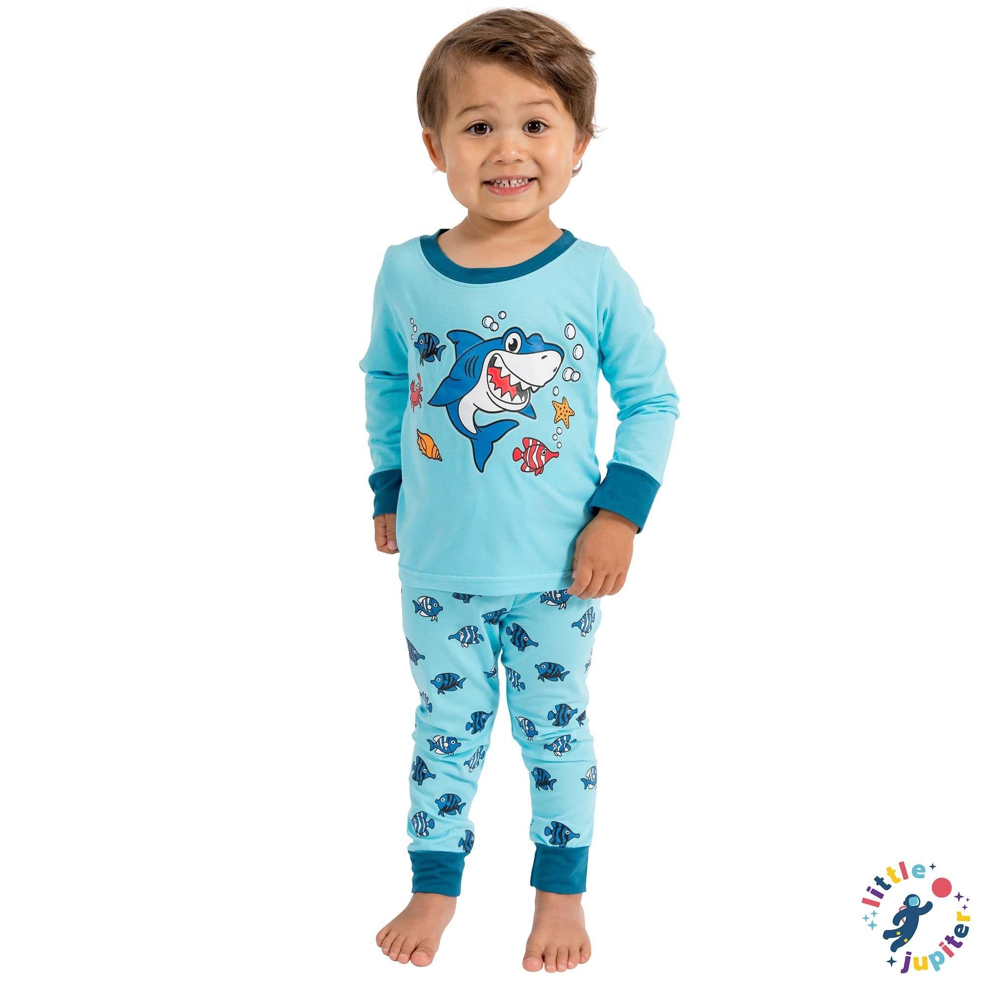 Little Jupiter Glow In The Dark Pajama Set - Light Blue Shark - Little Jupiter