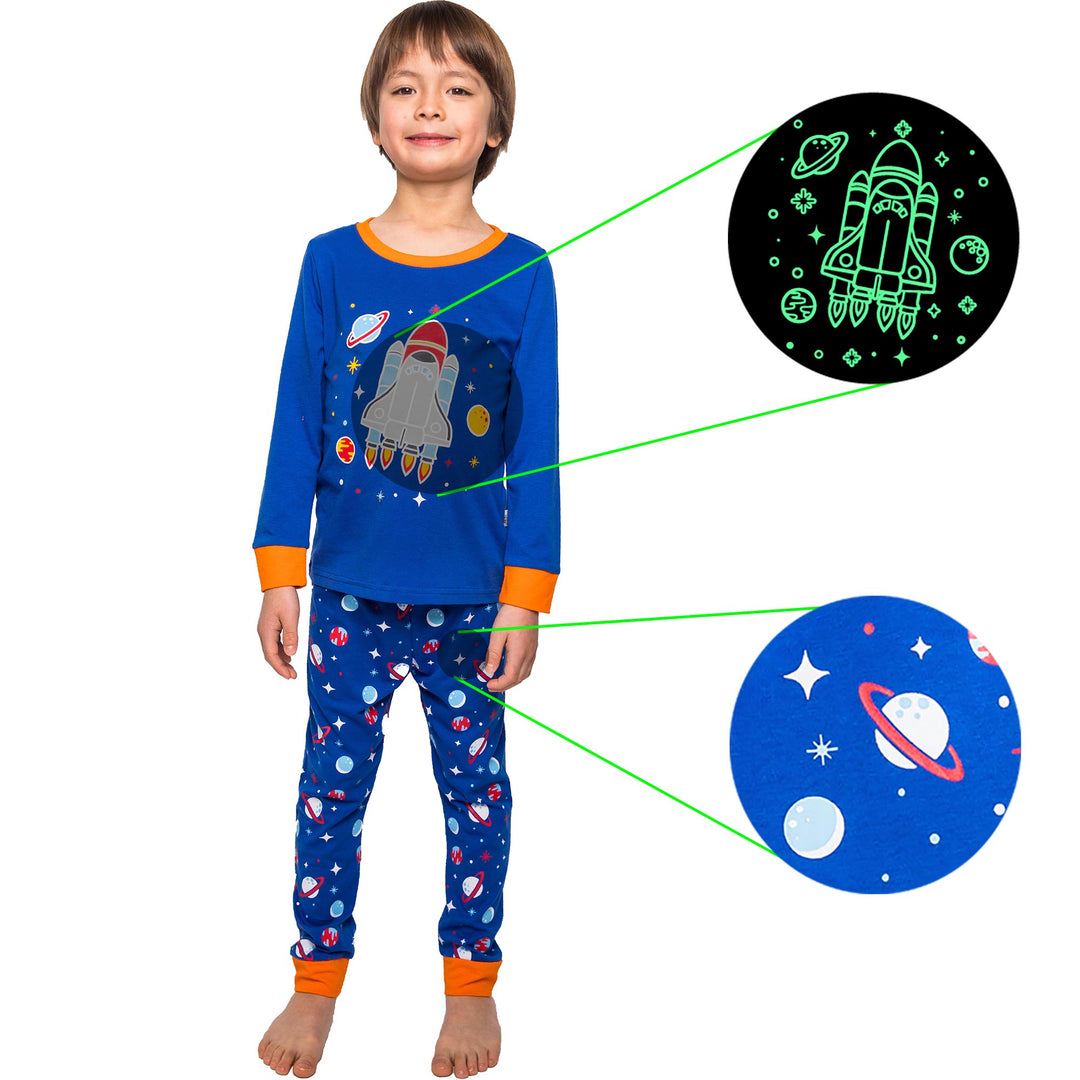 Little Jupiter Glow In The Dark Pajama Set Blue Spaceship