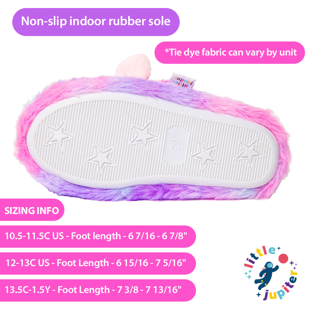 Little Jupiter Unicorn Slippers - Tie Dye Rainbow - Little Jupiter