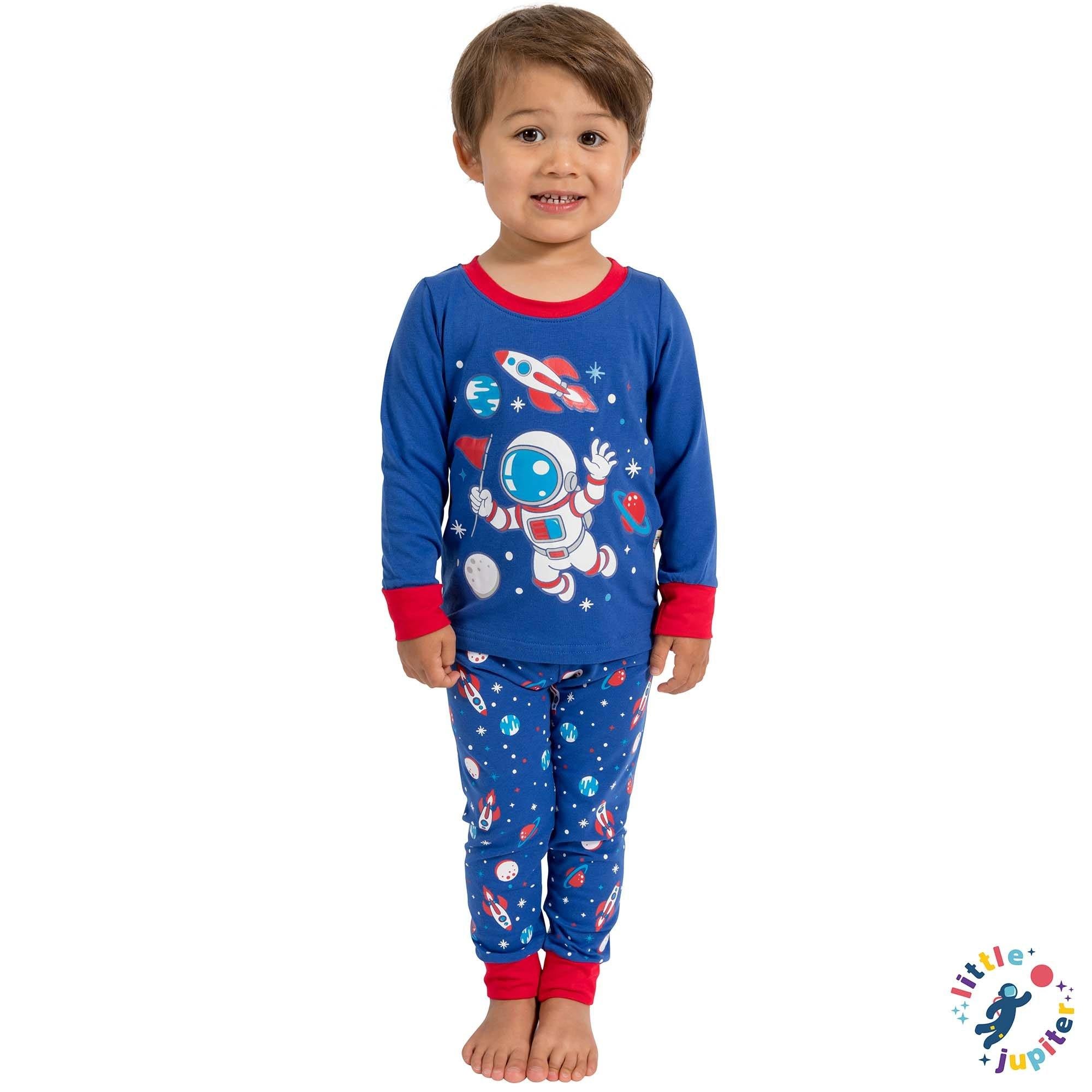 Little Jupiter Glow In The Dark Pajama Set - Blue Space Astronaut - Little Jupiter