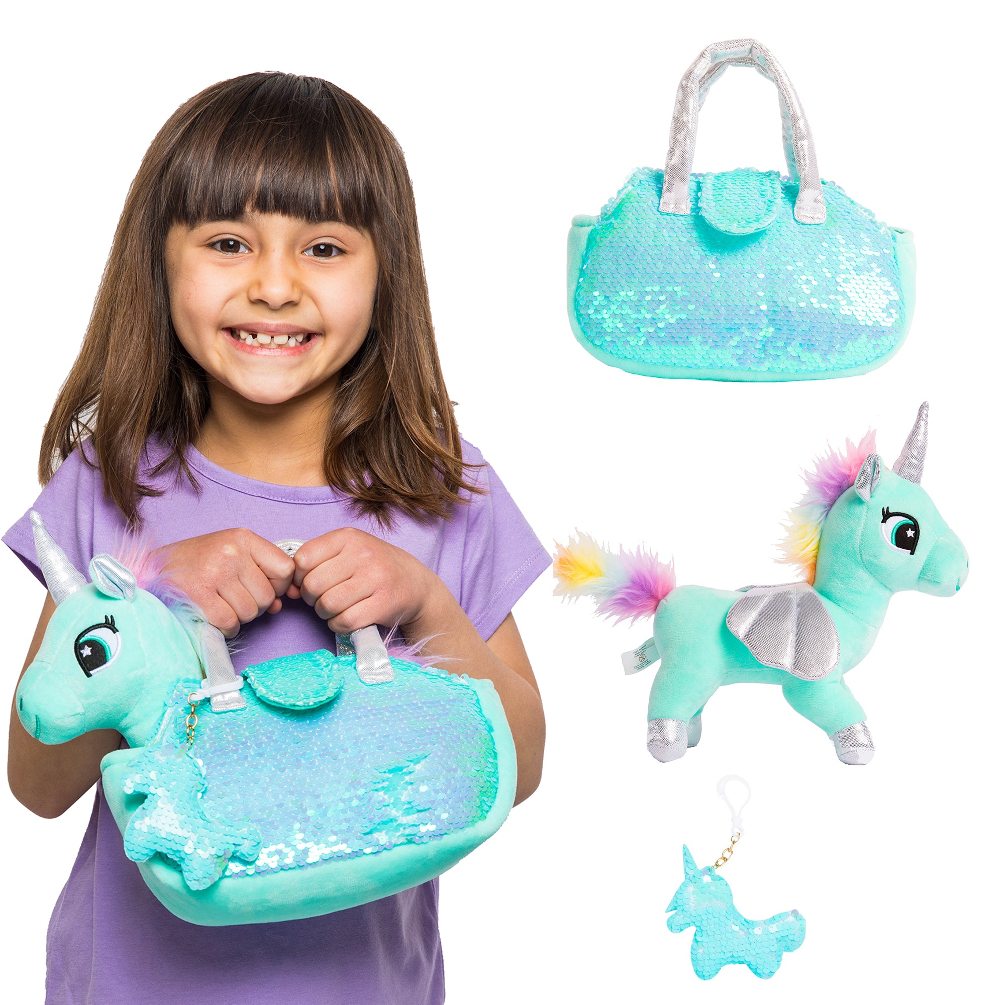 unicornplushrainbowpetwithreversiblesequinpurse