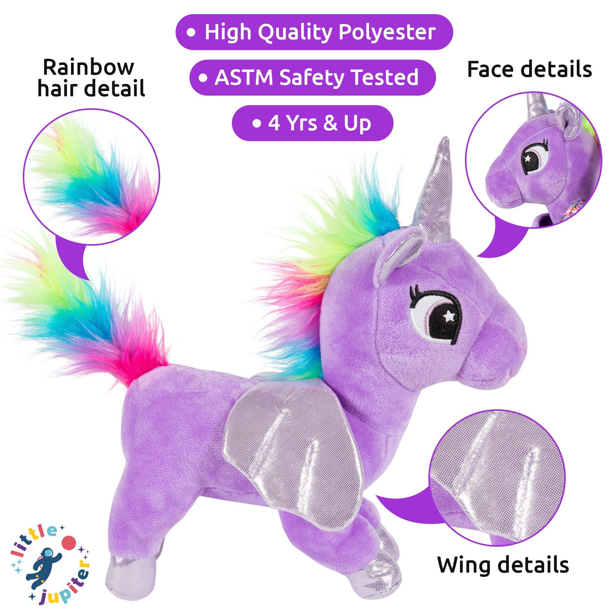 Little Jupiter Pet Plush Set with Bag - Purple/Rainbow Unicorn - Little Jupiter